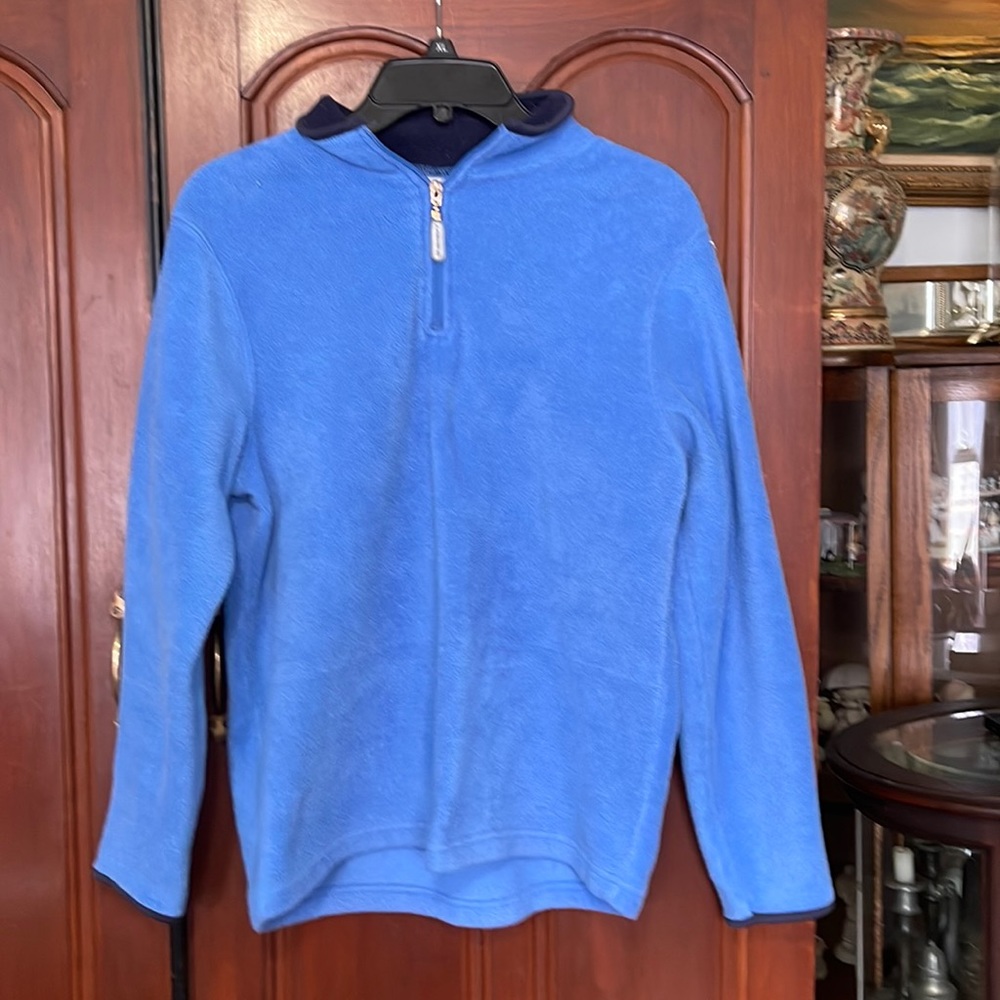 Old Navy Vintage Blue Fleece With Center Zipper V Neck Size Large